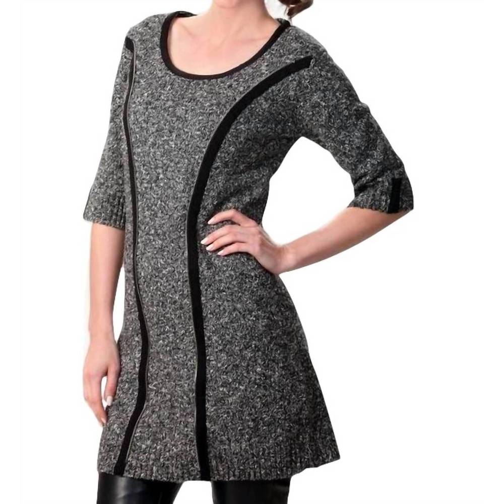 NEW ANGEL boucle-knit stripe dress in black/white